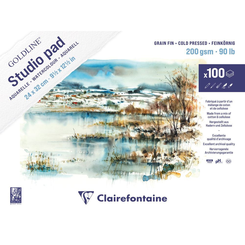 Bloco de Papel Para Aquarela Studio Pad 24x32cm 200g Clairefontaine